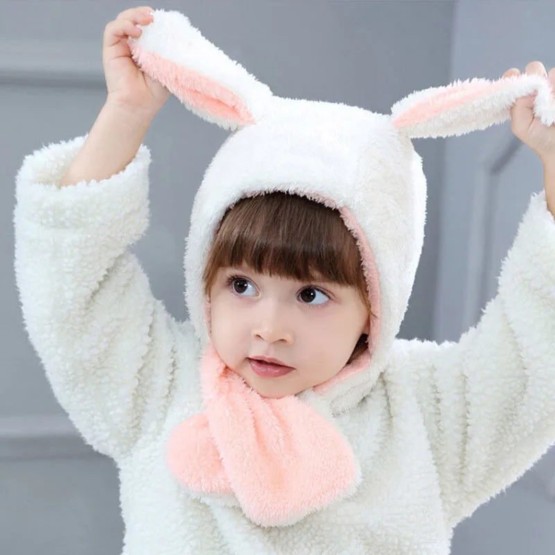 

Lovely kids Cap Fashion Novelty 2019 Plush Warm Winter Autumn Soft Hooded Scarf 6M-3Y Baby girls boys Rabbit Ear Protection Hats
