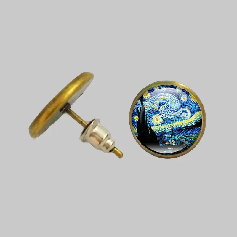 

Heat Sell Van Gogh Starry Night Van Gogh Time Jewel Ear Nail Earring Ornaments Goods In earrings jewelry women accessories