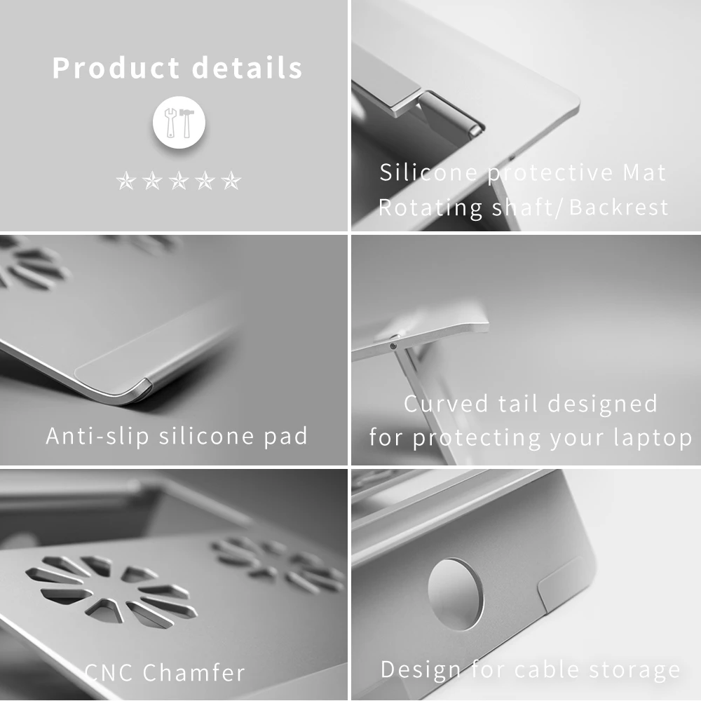  Laptop Notebook StandAluminum Ventilated Support Foldable and Portable Universal Desktop Holder Up 