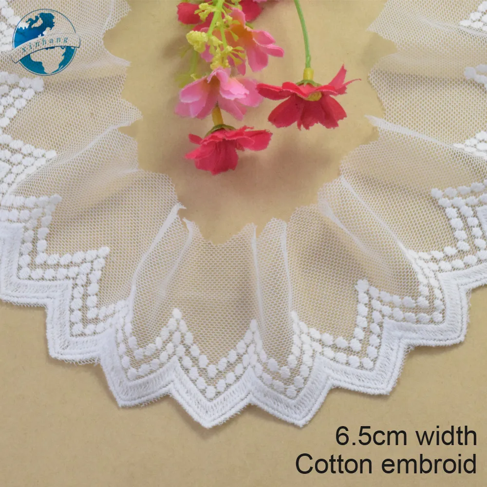 

7cm width Cotton embroid lace sewing ribbon guipure trim or fabric warp knitting DIY Garment Accessories wedding lace#3360