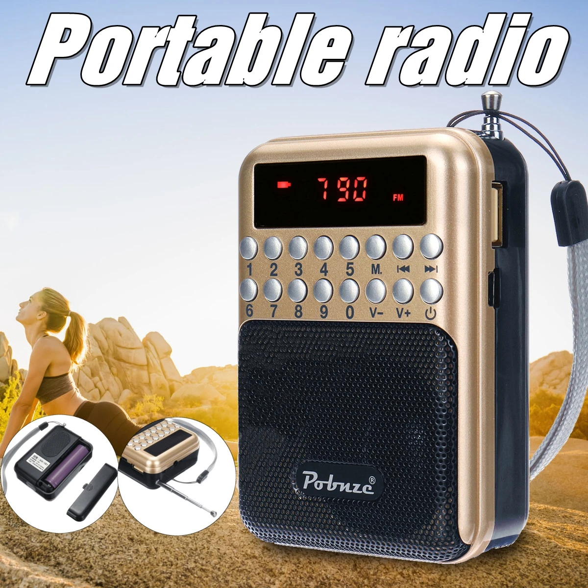 

Portable Pocket Radio LCD Digital FM Speaker USB MP3 Player TF SD Rechargeable