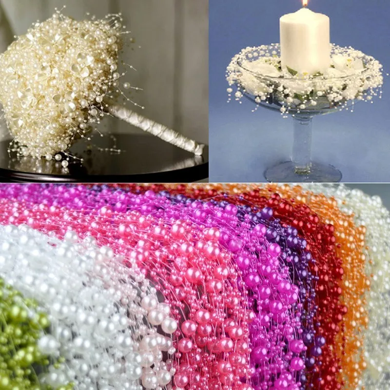 

5m DIY Garland Artificial Pearl Beads Chain Wedding Decoration Table Centerpieces Supplies Bride Bouquet Hair Accessories Flower