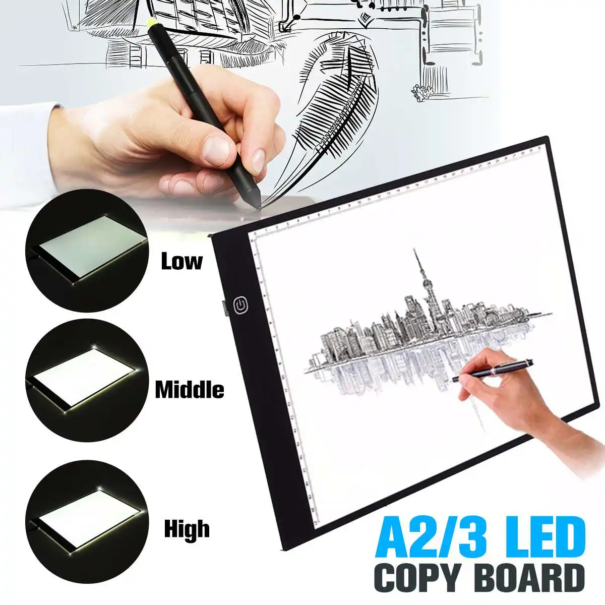

CLAITE A2 A3 LED Graphic Tablet Writing Painting Drawing Digital Tablet For Tracer Copy With Stepless Brightness Control