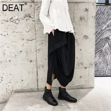 DEAT Весна Лето Новая натуральная талия большой карман складки высокое качество модная повседневная универсальная женская черная юбка QF40601