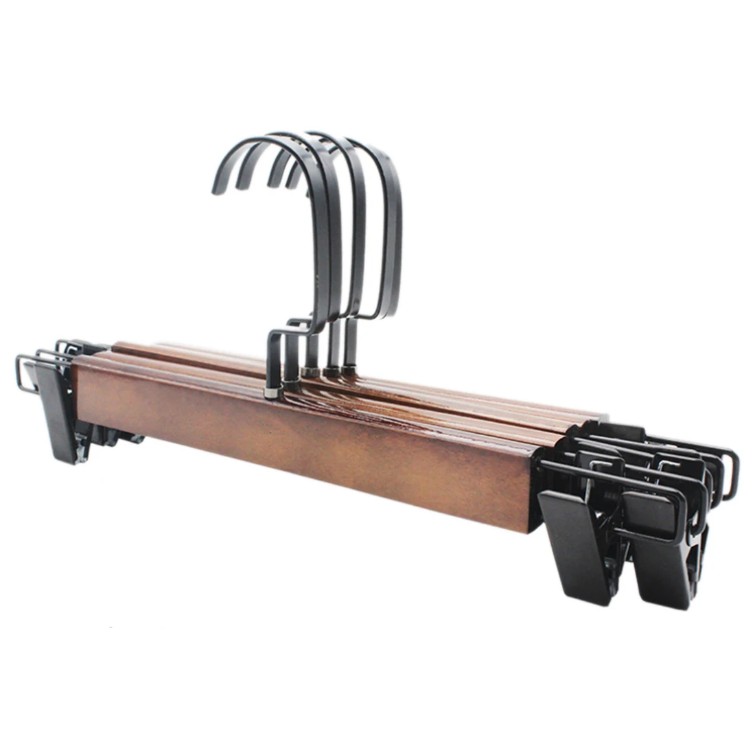 

HIPSTEEN Round Hook Hanger Retro Solid Wood Trousers Clips Skirt Hanger Pants Rack Organizer 33cm - Burlywood