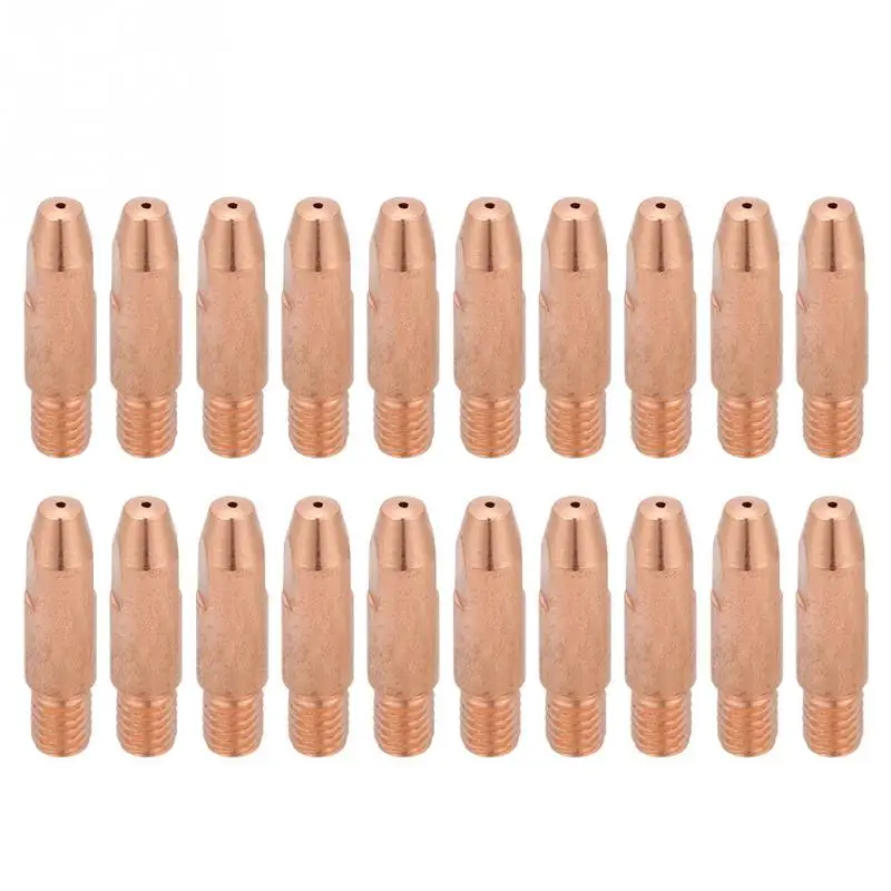 

20pcs M6 0.8/1.0/1.2mm M6*28mm Copper Contact Tips Welding Nozzles for 24KD MIG/MAG Welding Torch Tip M6 For Binzel Gas Nozzle