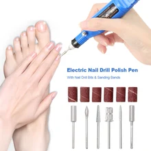 Электрический набор для полировки ногтей профессиональная маникюрная машина для ногтей ручка для педикюра инструмент 6 сверл
