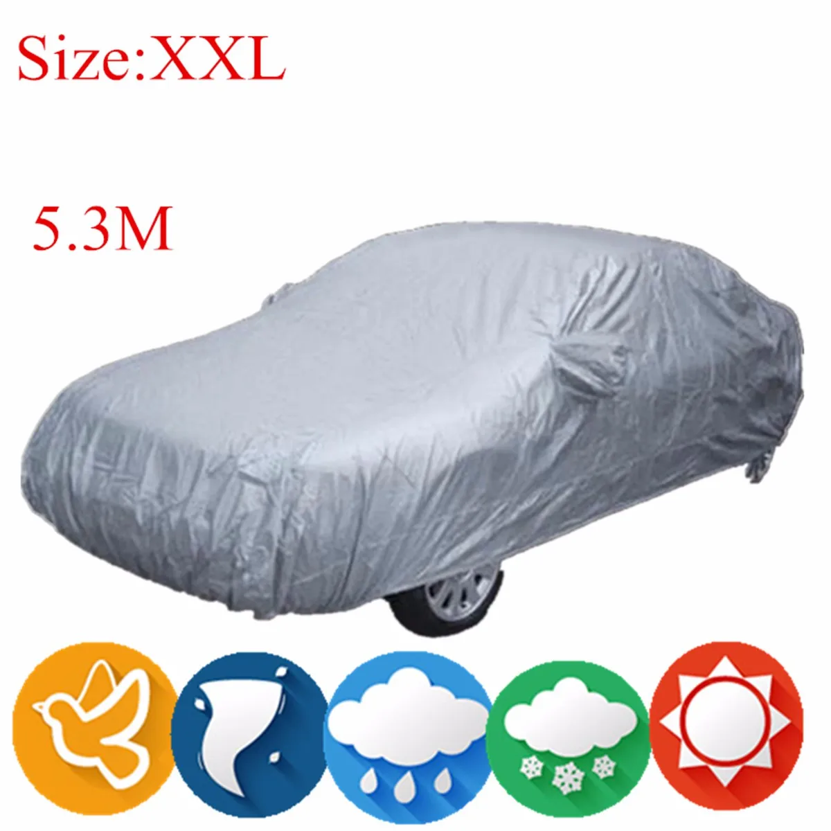 

M/L/XL/XXL Universal Full Car Cover Anti Rain Snow Ice Waterproof Dustproof UV Outdoor