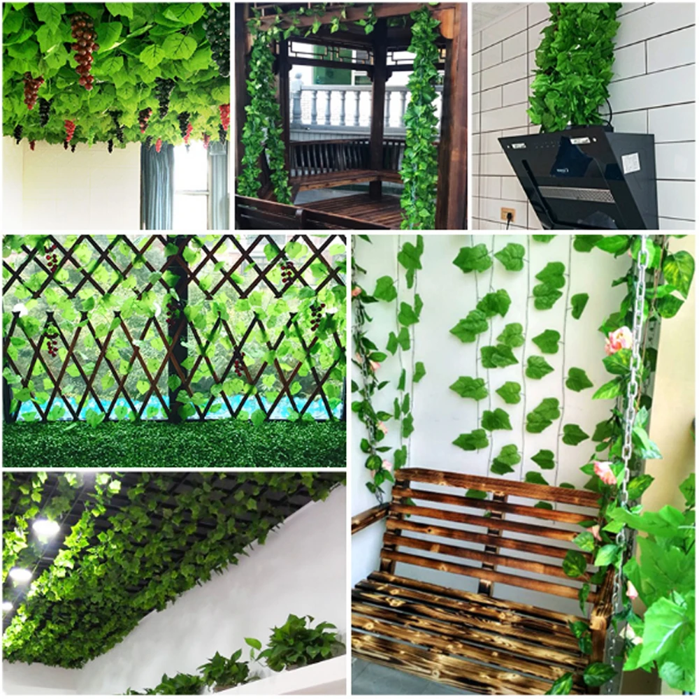 Fausse plante grimpante, 2.1m, fausse plante verte, vigne, lierre,  décoration pour jardin, maison, fête, plantes artificielles, feuille de  rotin, feuilles de raisin | AliExpress