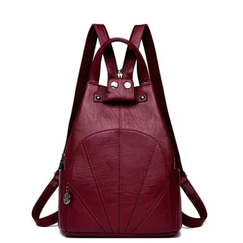 

2019 New 3-in-1 Casual Women Leather Backpacks Female Shoulder Bag Sac A Dos Ladies Bagpack School Bags For Girls Teenagers