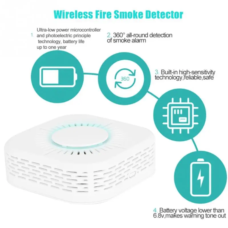 

Wireless Fire Smoke Sensor Detector Alarm Home Security Gas Alarm System