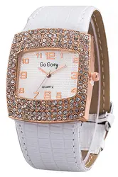 GoGoey женские квадратные стразы искусственная кожа наручные часы