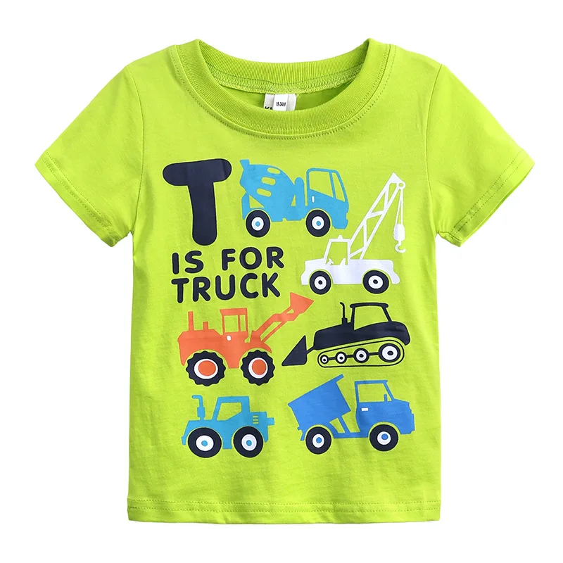 

Summer new cotton short-sleeved T-shirt children's clothing, cartoon tool cart excavator print T-shirt boy girl Kids Clothes