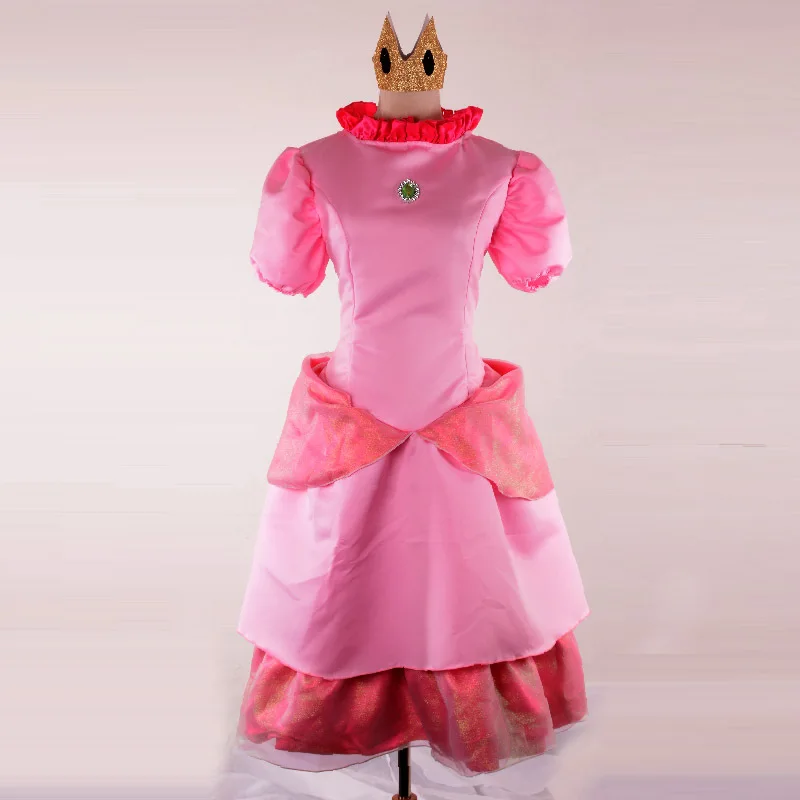 

princess peach dress cosplay Pink Bridesmaid super mario adult costume clothing brothers women adults clothes dress halloween