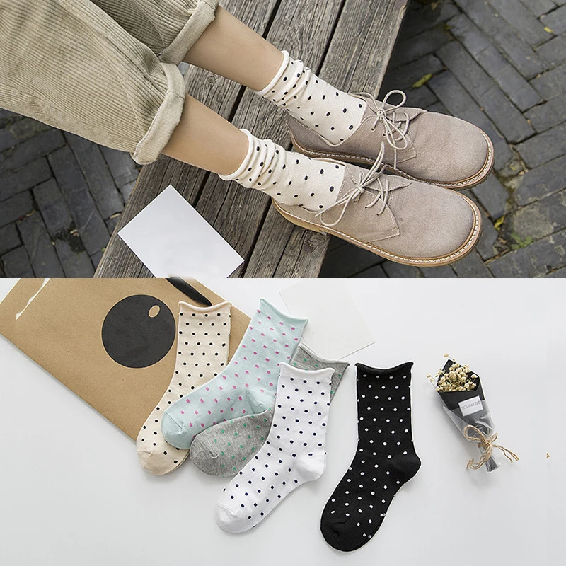 

Fashion Dot Women Harajuku Socks Cute Female Casual Warm Cotton Winter Socks wholesale