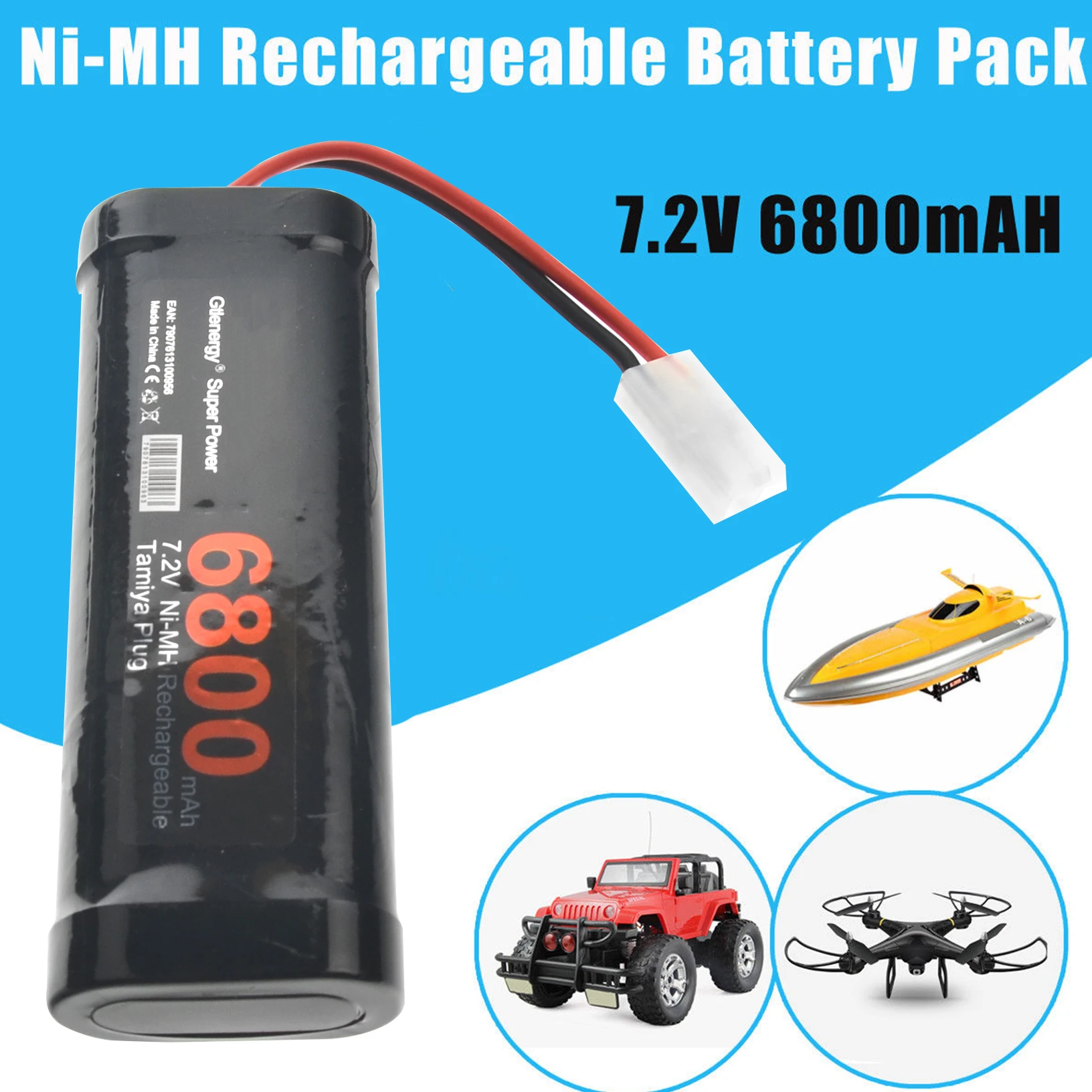 1-5 шт 7,2 V 6800mAH Ni-MH аккумуляторная батарея игрушка автомобиль/лодка/самолет