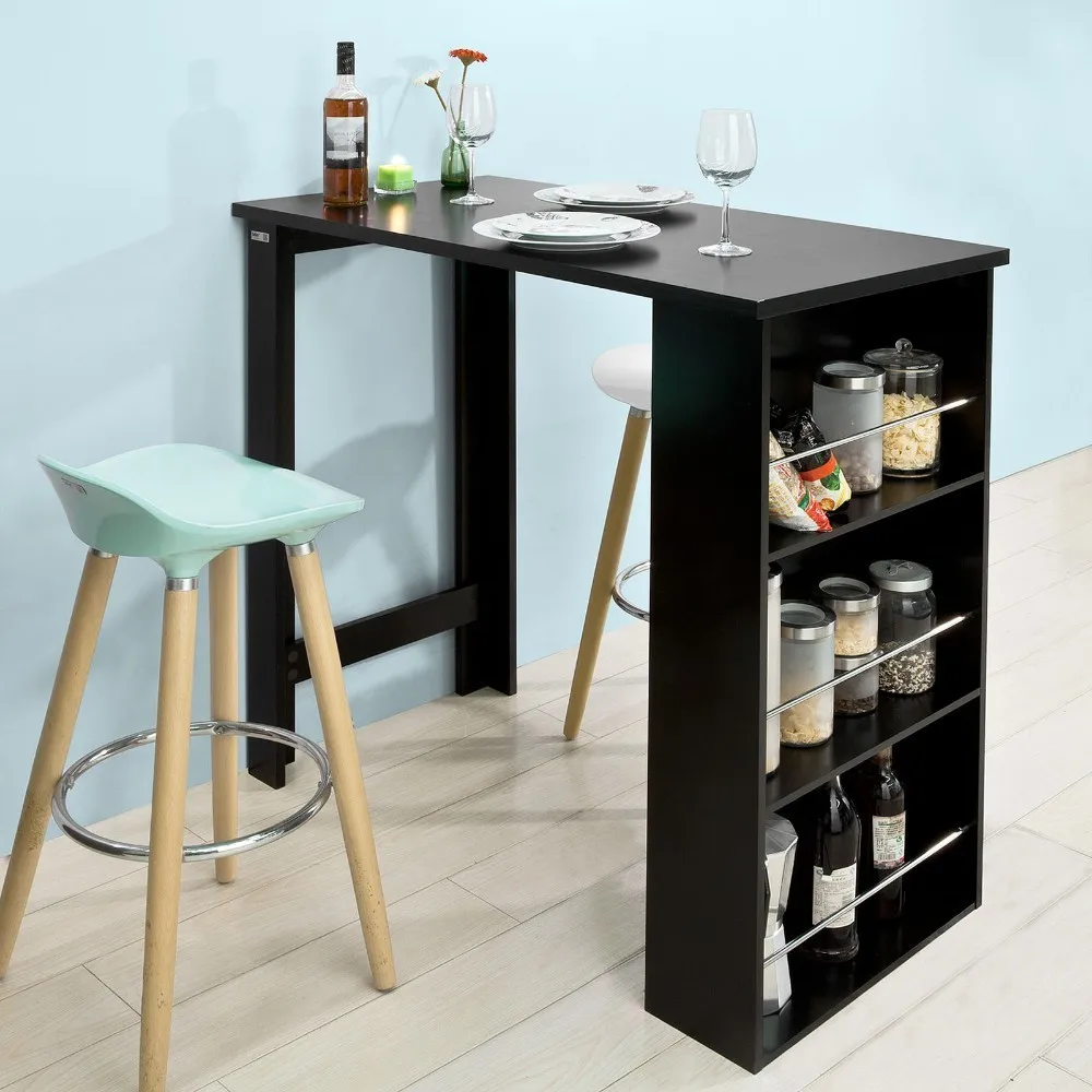 SoBuy FWT17 Kitchen Dining Table Bar Table Coffee Table with 3-Tier Storage Rack