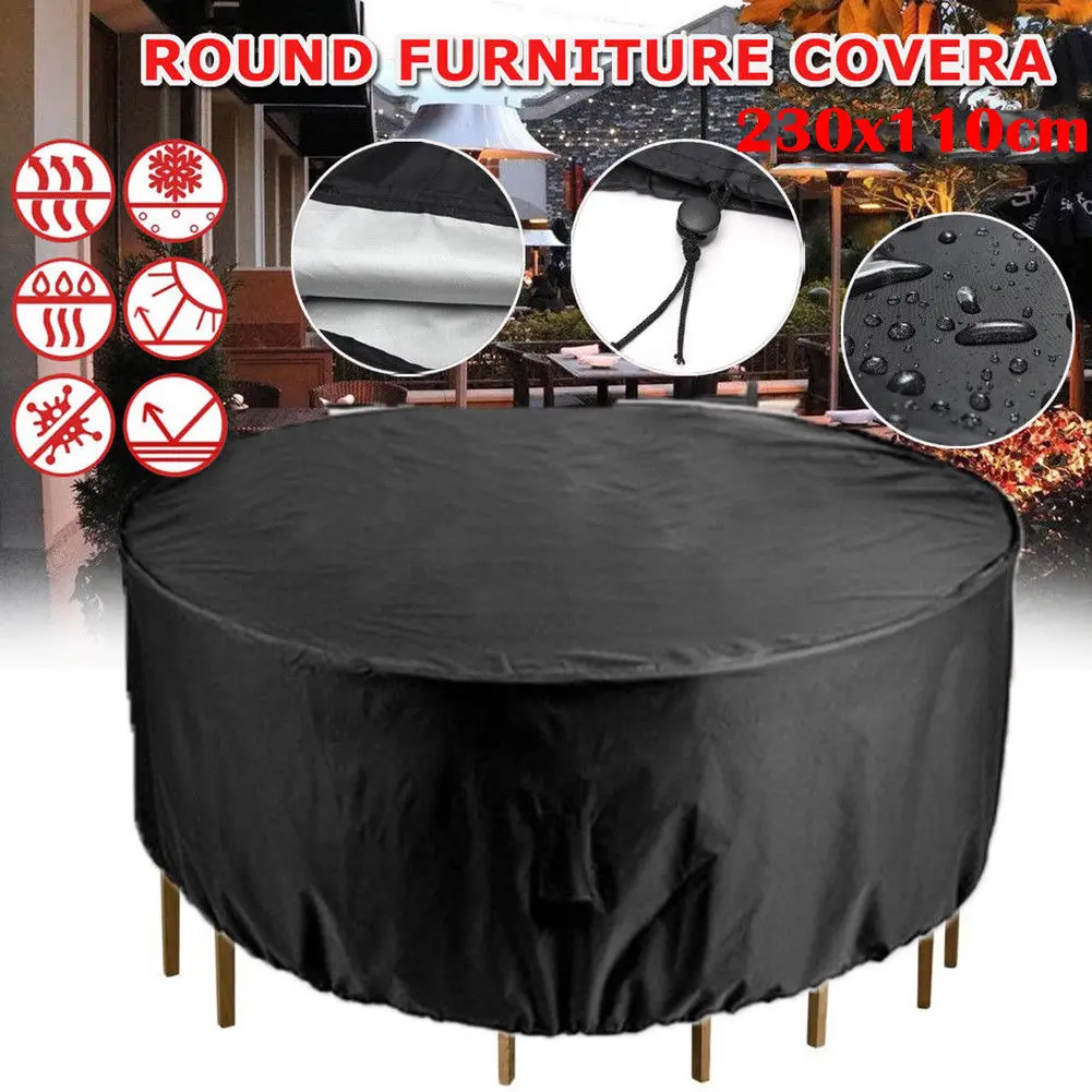 Round Outdoor Garden Patio Furniture Cover Waterproof Rain Dust