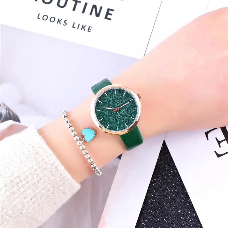 Montre Femme Flash Powder часы женские кожаные ремни из нержавеющей стали аналоговые