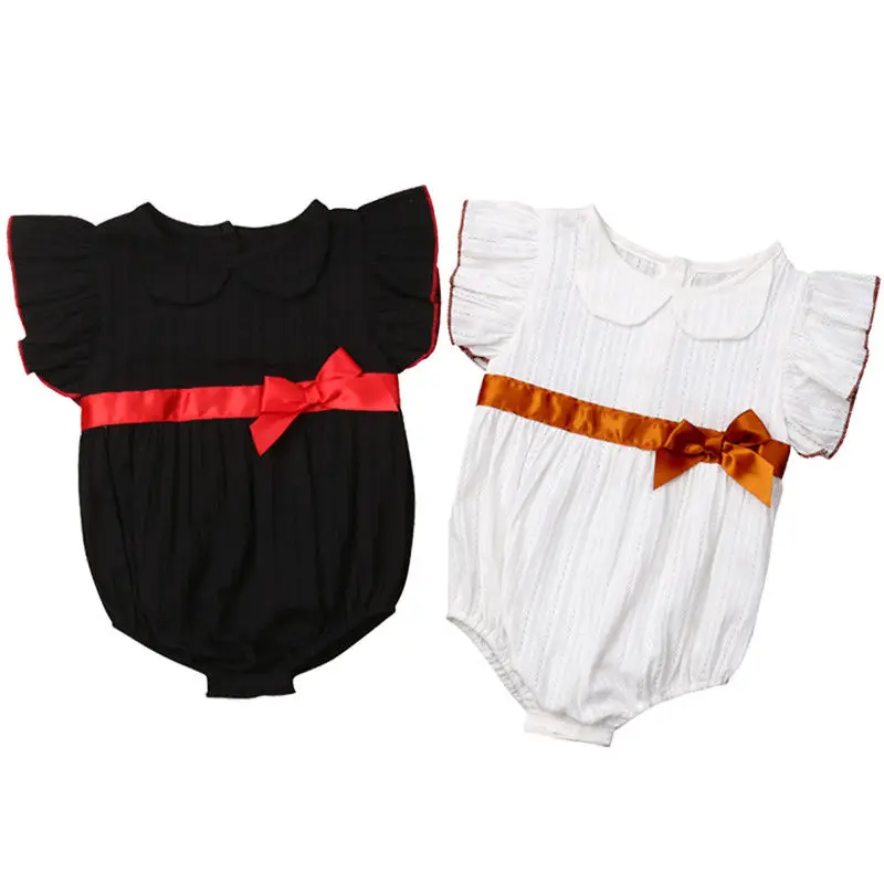 

Christmas Newborn Baby Girls Bow Romper Summer Baby Girls Short Sleeve Clothes 100% Cotton Tops Outfits