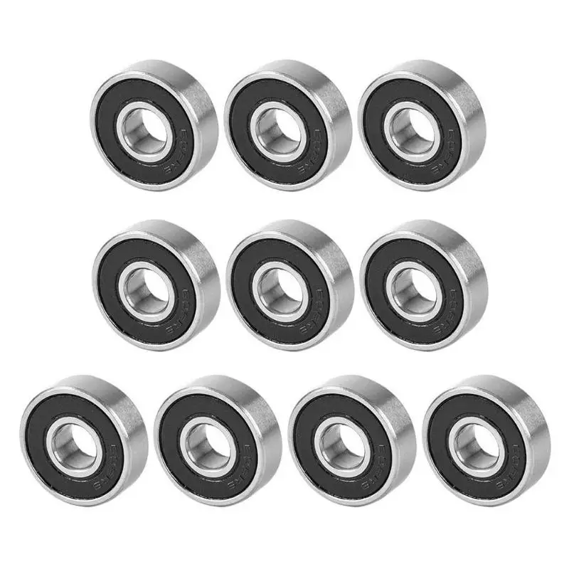 DIY 10pcs/set 608 2RS Rubber Cover Sealed Bearing Shafts Deep Groove