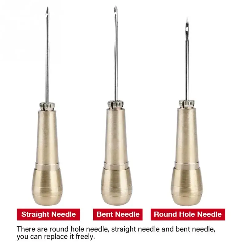 

High Quality Copper Handle Awl With Hole Hook Awl Tools Leather Craft Sewing Awl For Handmade Repair Shoe Craft Accessories