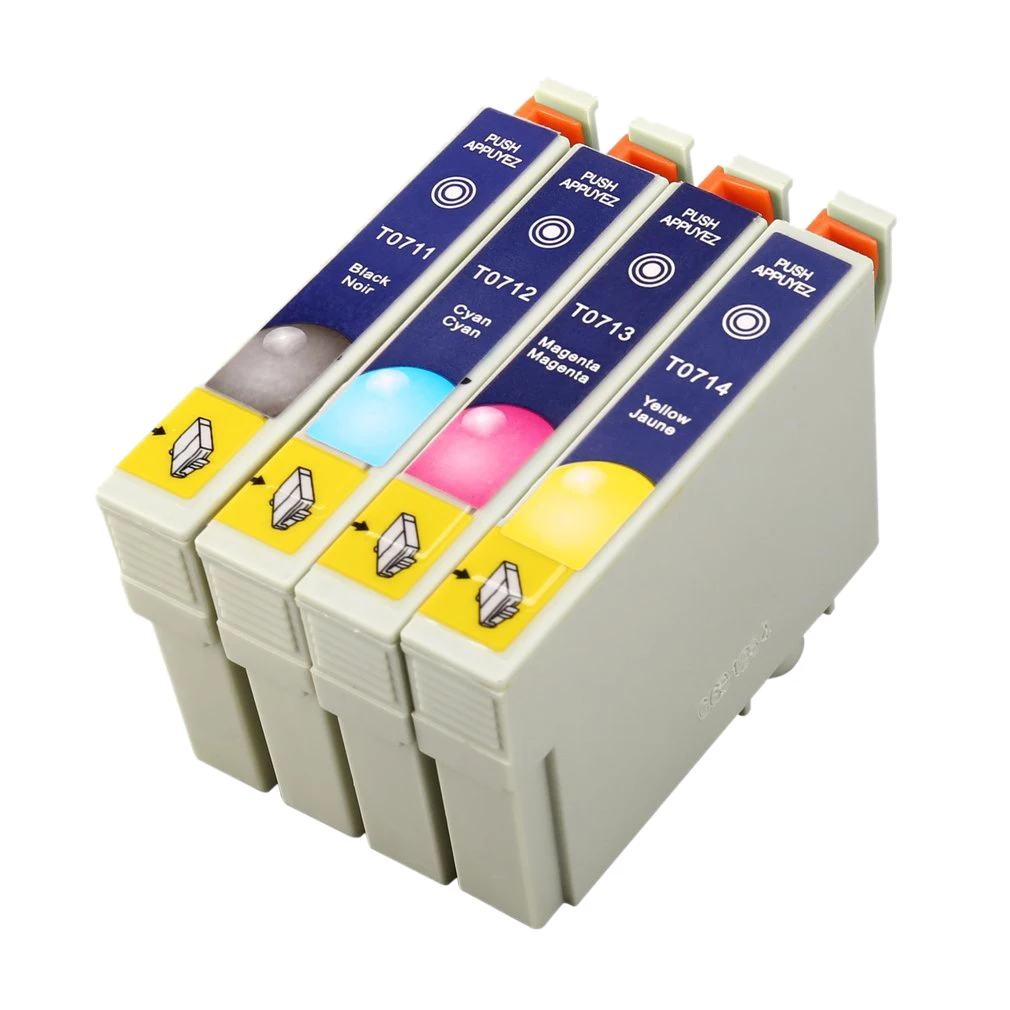 

XUANMO 4Pcs Refillable Cartridge With Chip For Epson Dx5050 Sx215 Sx200 Sx100 T0711-4
