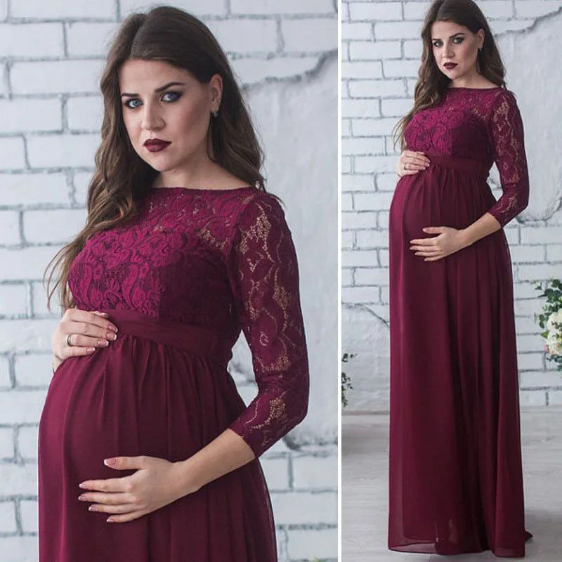Модное платье для беременных, для фотосессии, платье макси для беременных, с длинным рукавом, кружевное, необычное, сексуальное, для женщин