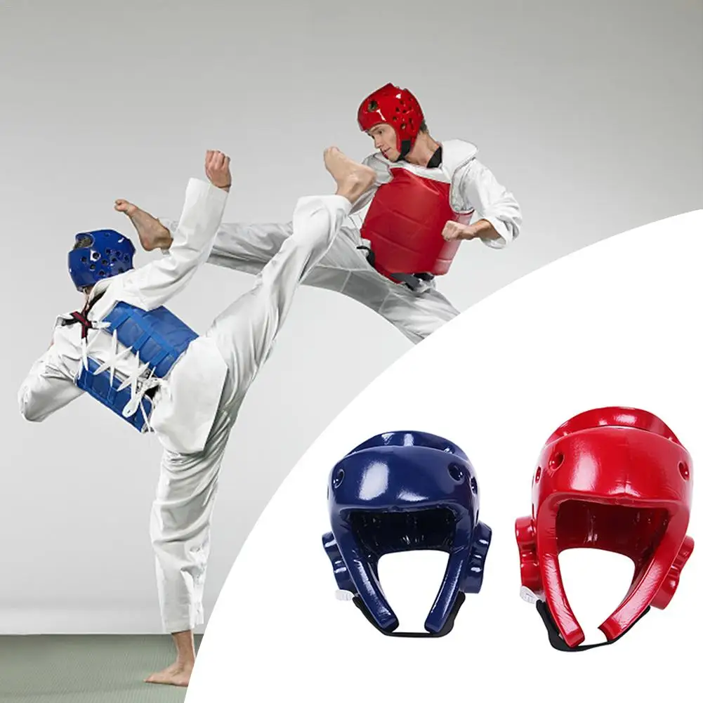 

Taekwondo Head Mask Boxing Helmet Adult Children Fighting Sanda Protector With Hook And Loop Elastic Band Adjustable Helmet