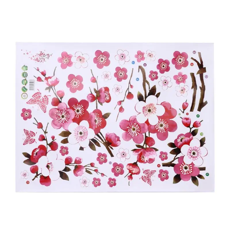

PVC beautiful sakura wall stickers living bedroom decorations diy flowers Peach blossom pvc home decals mural arts poster