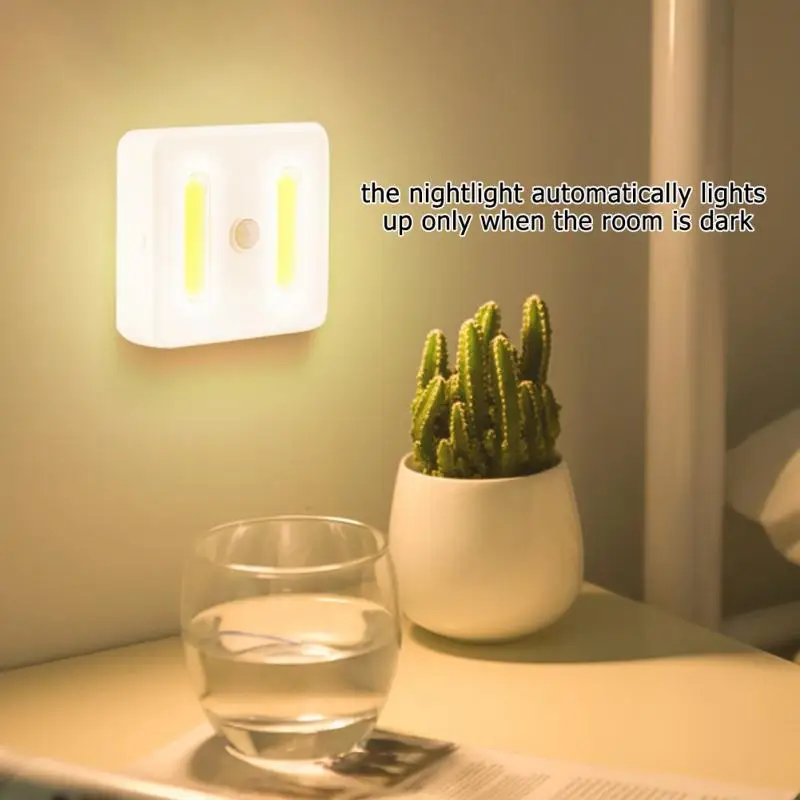 

2Pcs LED Cabinet Light Human Body Induction Night Light Lamp Motion Sensor Night Light Inner for Hallway Kitchen Bedroom Stairs