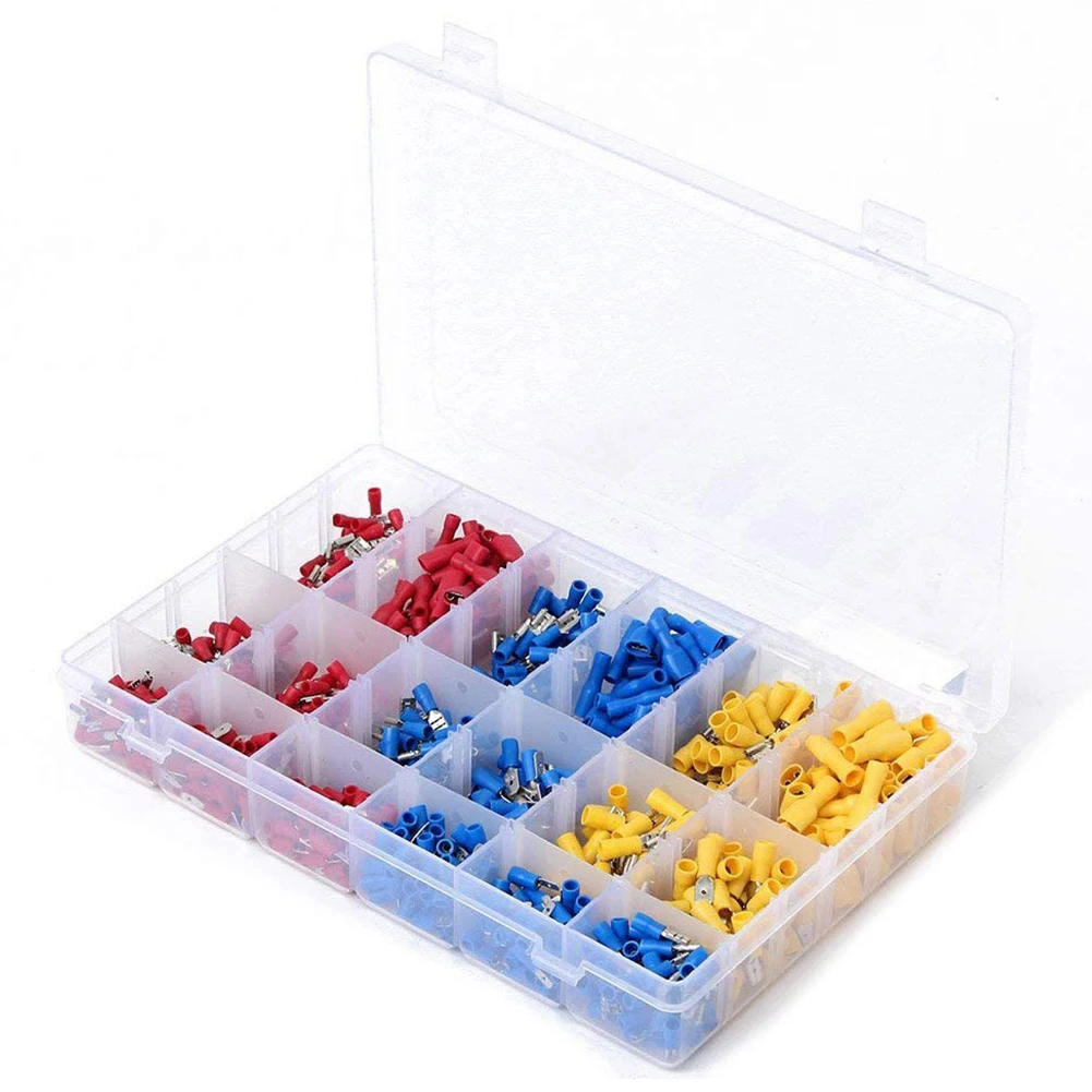 

900pcs Assorted Insulated Electrical Wire Terminals Crimp Connector Spade Set Red Yellow Blue
