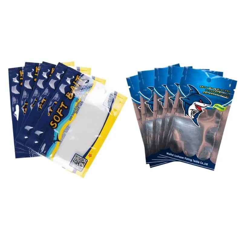 

5pcs PVC Soft Fishing Lure Bait Storage Bag Self Seal Zipper Soft Bait Retail Packaging Case Fishing Tackles Fish Bags