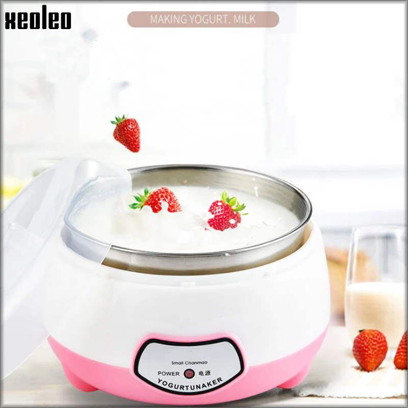Xeoleo fabricante de iogurte 1l automático máquina iogurte casa diy ferramentas iogurte cozinha aparelho aço inoxidável/pp tanque rosa 220 v|Iogurteira|   - AliExpress - Eletrodomésticos