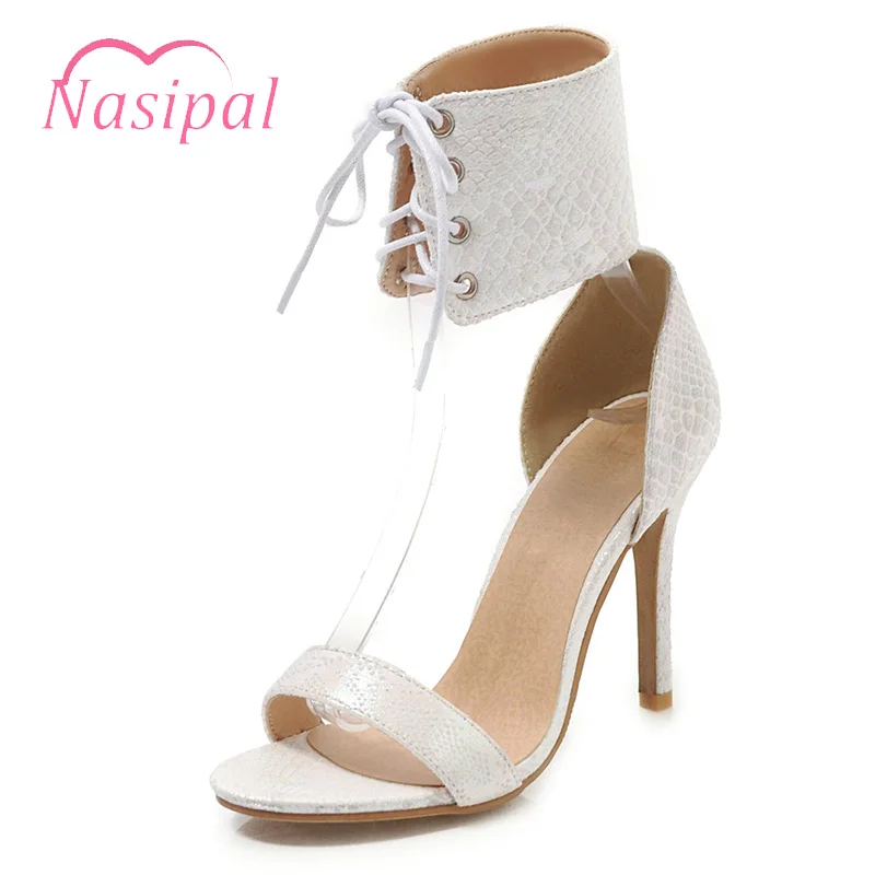 

Nasipal Gladiator High Heels Stiletto Sandals Women Sexy Sandal Fashion Ankle Wrap Open Toe Lace Up Pumps Shoes Woman Boots V715
