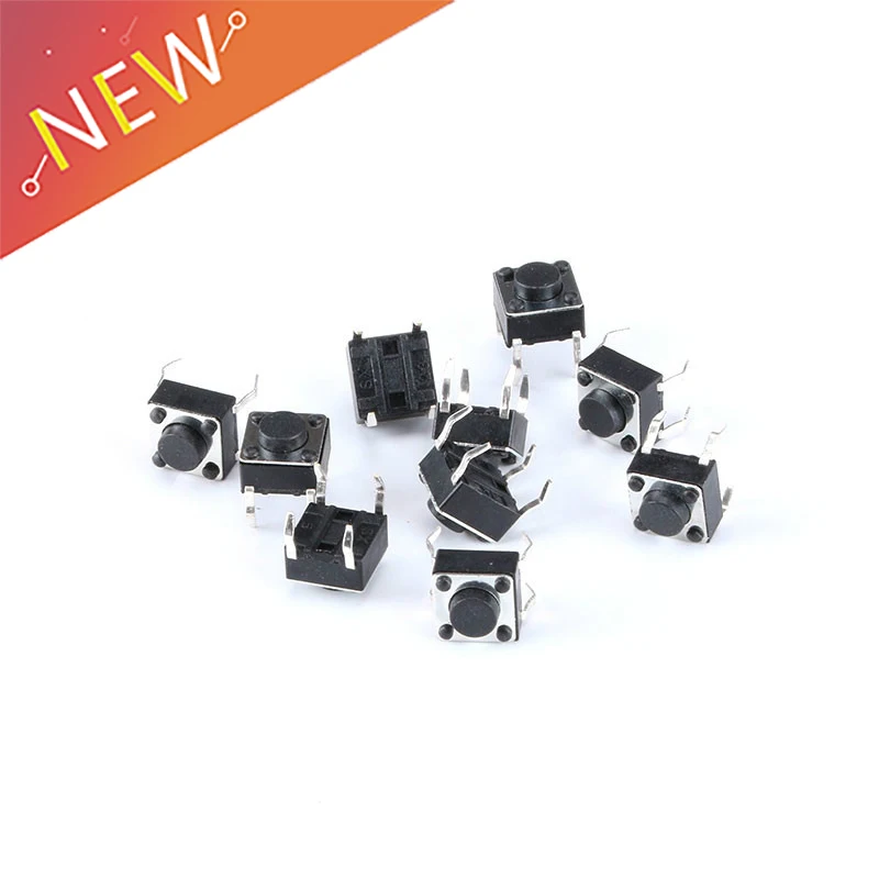 

40Pcs/Lot 6x6x4.3MM 4PIN Tactile Tact Push Button Micro Switch Direct Plug-in Self-reset DIP Top Copper