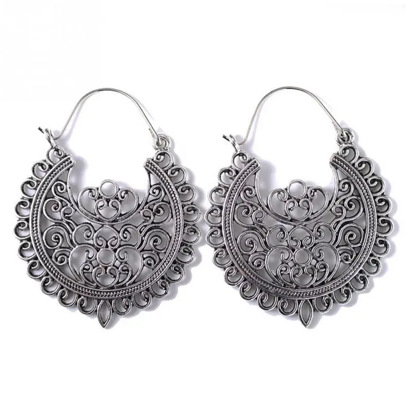 

New Vintage Bohemia Tibetan Hollow Earrings Ethnic Hippy Dangle Hoop Women Jewellery