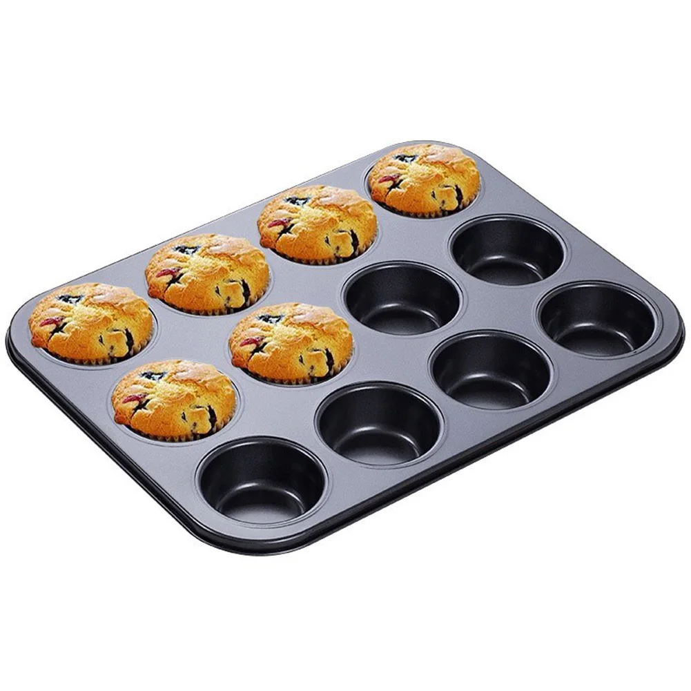 Carbon Steel Cupcake Baking Tray 12 Holes Cupcake Shaped Cake Pan