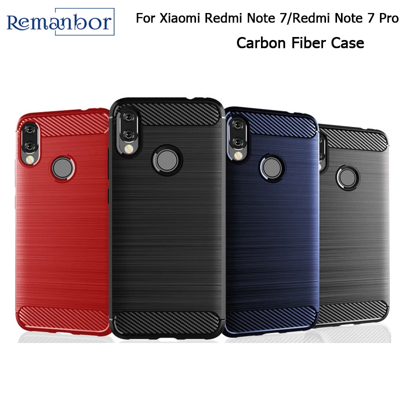 

Remanbor For Xiaomi Redmi Note 7 Carbon Fiber Case Cover For Xiaomi Redmi Note 7 Pro Case Silicone Protective Cover Bumper Coque