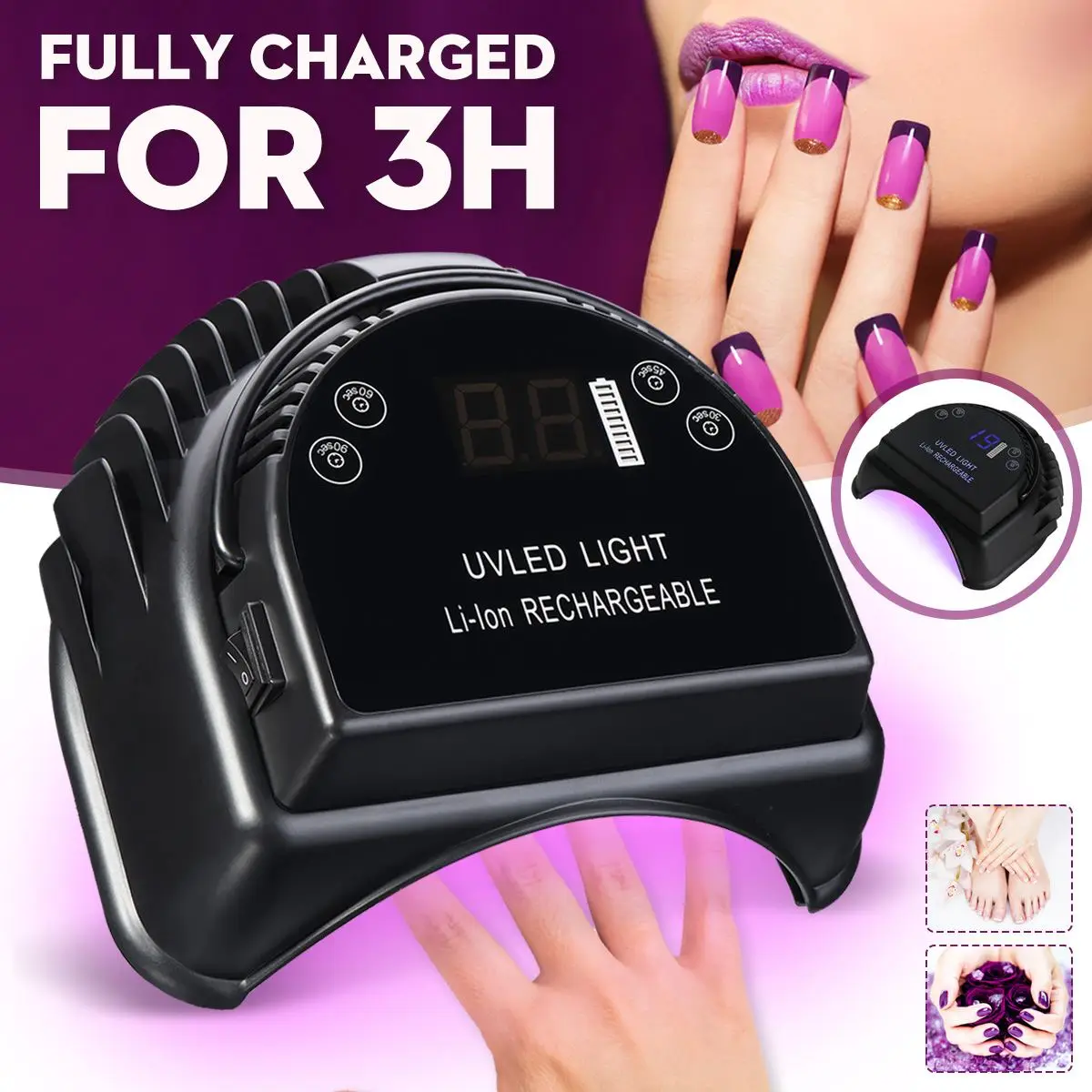 

Rechargeable 64W Pro UV 32pcs LED Gel Nail Light Art Polish Dryer Manicure Lamp Timer US Plug 100V-240V Timers Sensor Infrared