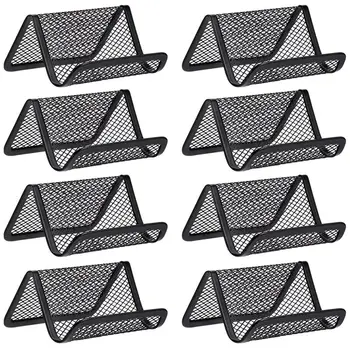 

8 Pack Black Metal Mesh Business Card Holder Desk Business Card Organizer for Desk Office Name Card