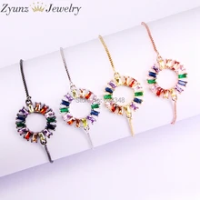 10 шт. ZYZ339-1063 Круглый браслет проложить Радуга Кубический Цирконий камень простой круглый браслет-цепочка с кристаллами