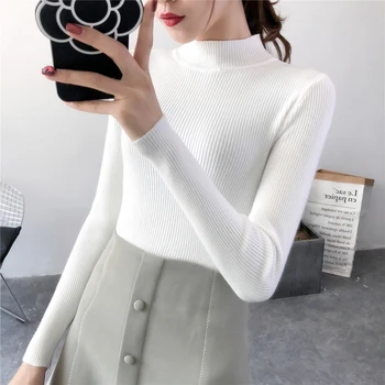 

La MaxZa 2018 Autumn Winter New Style Casual Pure Color Long Sleeved Turtleneck Sweater Knitted Sweater Warm Core Spun Yarn 107