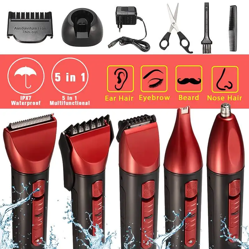 

kemei Multifunction Electric Shaver Cordless Washable Nose Ear Rechargeable Beard Trimmer Razor Hair Clipper Men Shaving Machine