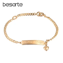 Детские золотые браслеты с надписью «Love», свободные браслеты, Nina Pulseira, женские браслеты-цепочки для девочек, Bebe, шармы, детские ювелирные изделия, B01Pai