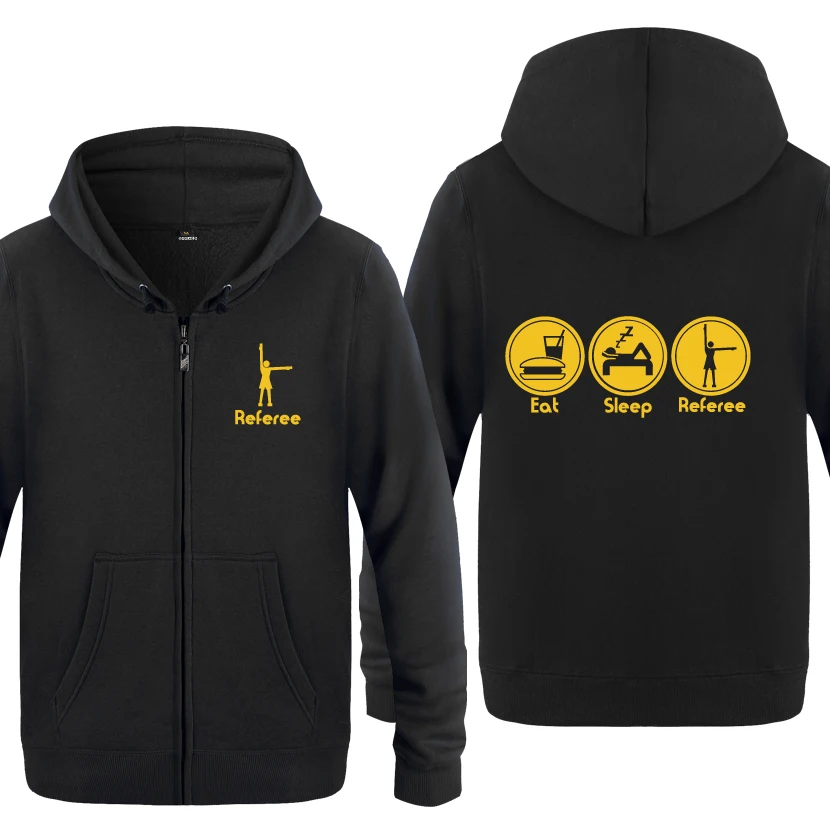 

Eat sleep Referee Football Rugby Gift Hoodies Men 2018 Men's Fleece Zipper Cardigans Hooded Sweatshirts