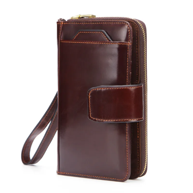 

Retro Genuine Leather Wallets Men Wallet Credit Card Holders Long Zipper Clutch Bags Man Money Purses Coin Pocket Cartera Hombre