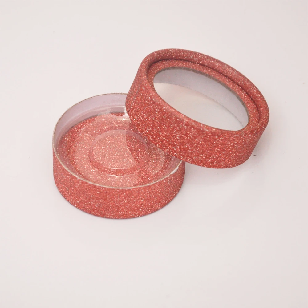 

10pcs Wholesale false eyelash box packaging lash boxes custom logo fake 3d mink eyelashes case round faux cils empty glitter box