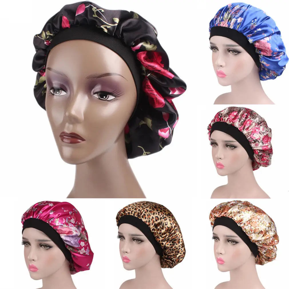Sleep Cap Hat Sleeping Bonnet Hair Styling Protect Satin Scarves Long ...