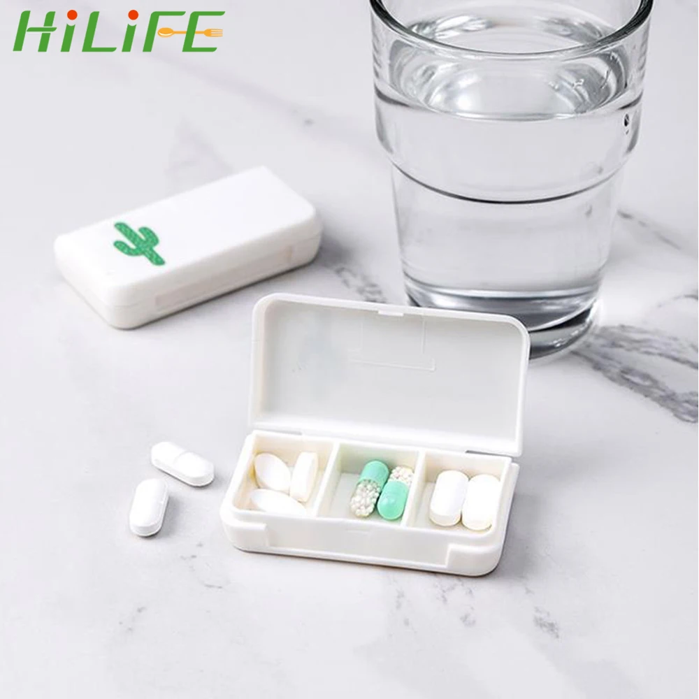 

HILIFE Vitamin Medicine Drugs Tablet Container 1pc Travel Home 3 Grids Pill Box Mini Pill Case Storage Box